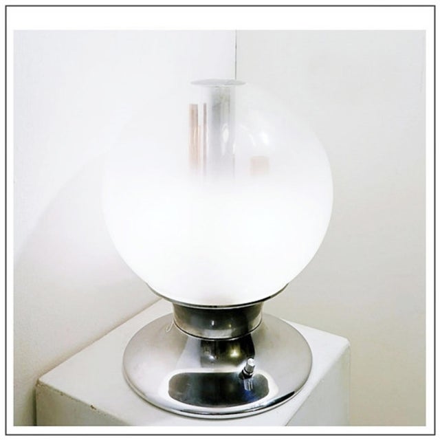 Silver Murano Glass Globe Table Lamp from Selenova Italy, 1960s For Sale - Image 8 of 8