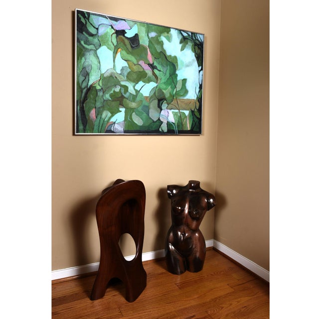Metal Virginia Brundage Green Botanical Abstract Painting St. Petersburg Florida For Sale - Image 7 of 12