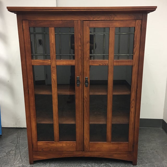 Bassett Furniture Mission Style Leaded Glass Book Case Chairish