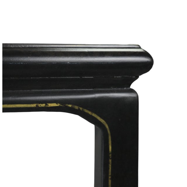 Black Black Hand-Painted Golden Chinese-Style Lotus Coffee Table For Sale - Image 8 of 10