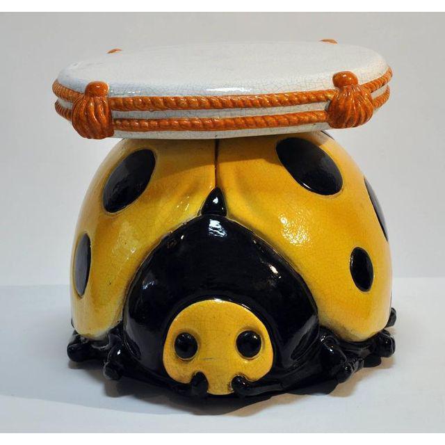 Farmhouse Italian Ladybug Ceramic Stool For Sale - Image 3 of 4