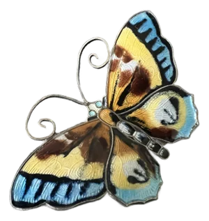1950’s David Andersen Norway Large Sterling Silver Enamel Butterfly Pin Brooch Vintage