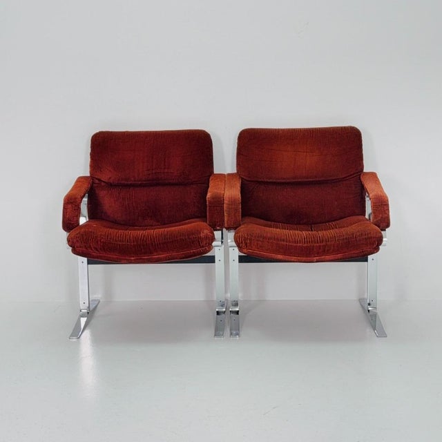 Mid-Century Modern Italian Lounge Chair in Brown Velvet and Cast Chrome, 1980s For Sale - Image 5 of 11
