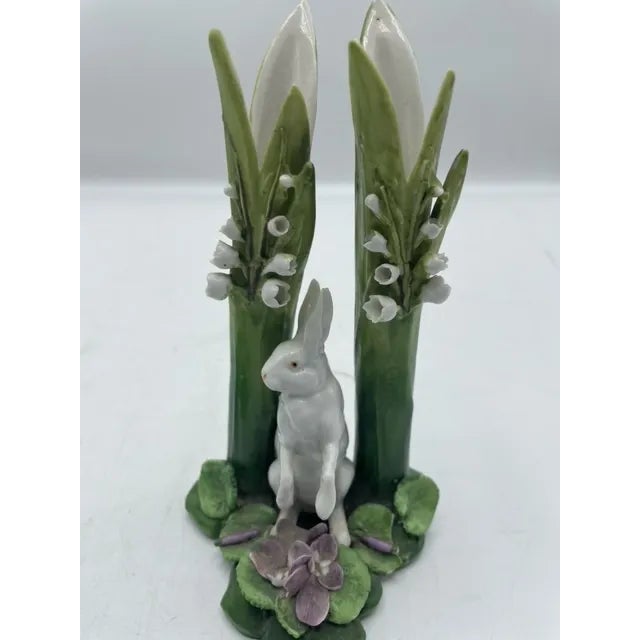 Mid 20th Century Mid 20th Century Majolica Style Hare Vases- A Pair For Sale - Image 5 of 12