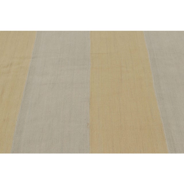 2010s Rug & Kilim’s Contemporary Kilim in Gold and Gray Textural Stripes For Sale - Image 5 of 11