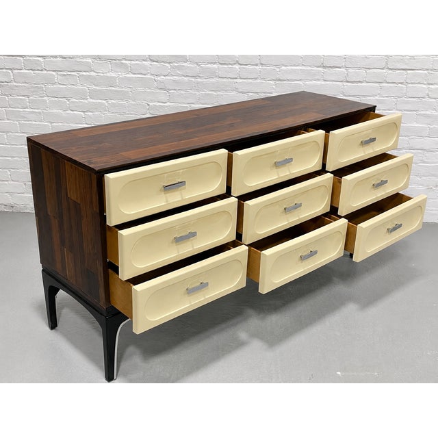 1960s Mid Century Modern Plastic + Rosewood Credenza / Long Dresser by Vallieres, C. 1960's For Sale - Image 5 of 13