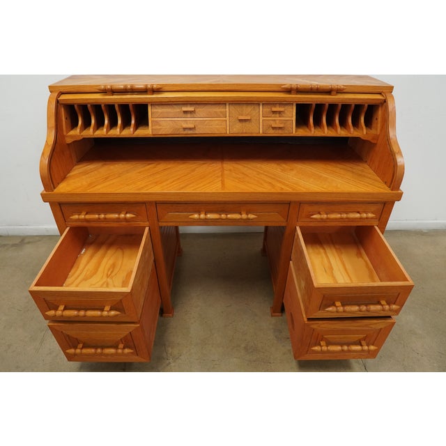 Vintage Oak Rolltop Desk For Sale - Image 17 of 18
