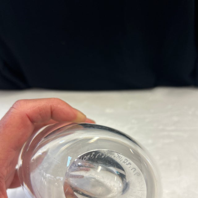 Transparent Orrefors Crystal Vase With Etched Dog Signed For Sale - Image 8 of 9