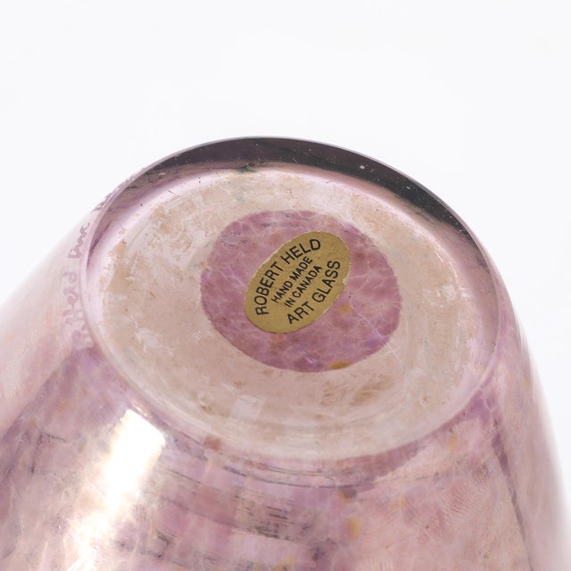 Mid-Century Modernist Hand-Blown Art Glass Vase Signed Robert Held For Sale - Image 12 of 12