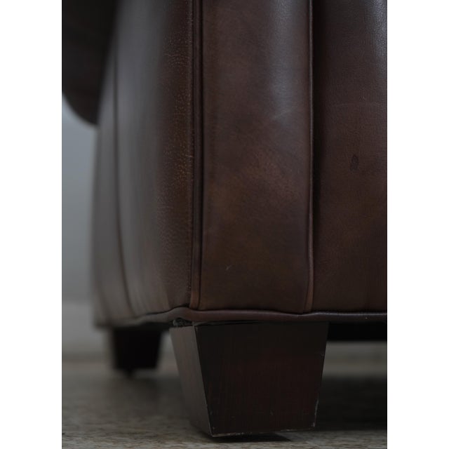 Brown Hancock & Moore Quality Brown Leather 3 Seat Sofa For Sale - Image 8 of 12