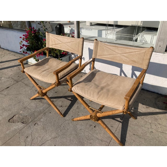 Tan Jansen Director Chairs With Tan Leather and Bronze Details For Sale - Image 8 of 11