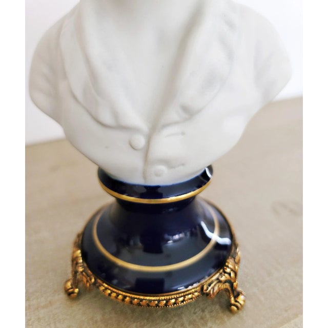 Metal Limoges Bisque Porcelain Brongniart Children Busts After Houdon by Tharaud, a Pair For Sale - Image 7 of 13