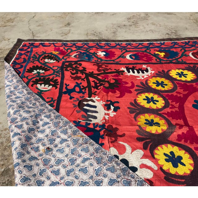 Vintage Pastel Floral Suzani Faded Pink Fabric Chairish