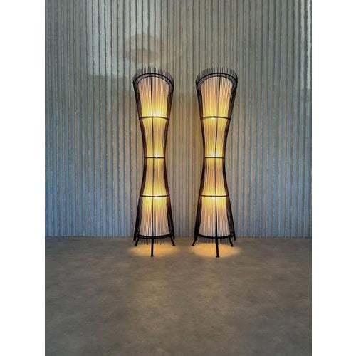 French Sculptural Kobe Floor Lamps, Set of 2 For Sale - Image 11 of 11