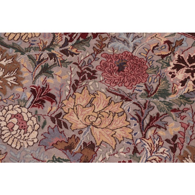 Shabby Chic Floral Square 1990's Pak-Persian Gray/Gray Wool Rug - 6'0'' X 6'1'' For Sale - Image 4 of 9