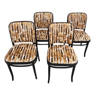Dining Bentwood Black Armchairs attributed to Josef Hoffmann for Mundus, 1960s, Set of 4 For Sale
