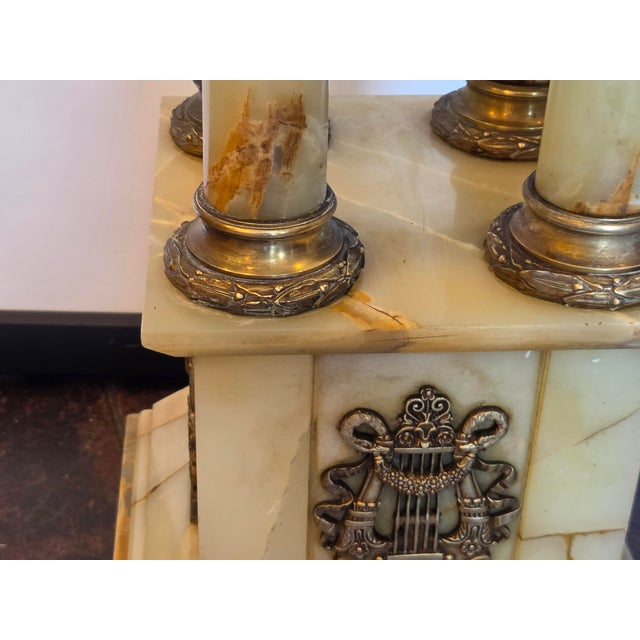 Antique French Empire Onyx and Gilt Mounted Pedestal Large Neo-Classical Columns For Sale - Image 9 of 17