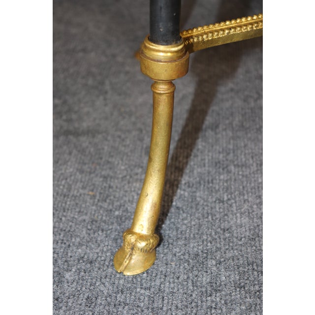 Metal 1940's French Marble Top Bronze Ormolu Mounted End Table Manner of Weisweiller For Sale - Image 7 of 10