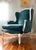 French Provincial Mid-20th Century French Provincial Wingback Chair in Kravet Peacock Blue Velvet For Sale - Image 3 of 18