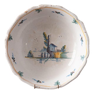 Antique Polychrome Folly Bowl from Nevers Faience, 1750 For Sale