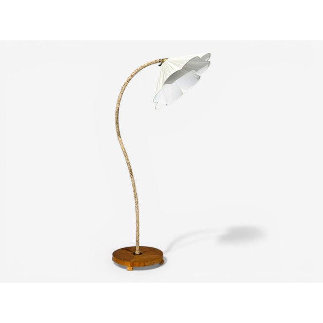 Brown Swedish Modern, Organic Floor Lamp, Cord, Wood, Sweden, 1930s For Sale - Image 8 of 13