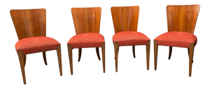 H-214 Chairs in Walnut by Jindřich Halabala, 1950s, Set of 4