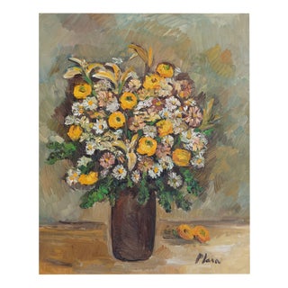 Francesca Plasa, Radiant Blooms in Golden Light Floral Still Life, Oil Painting For Sale