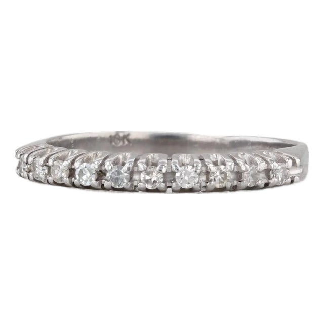 0.15ctw Diamond Stackable Ring 18k White Gold Wedding Band Size 7 For Sale