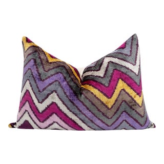 Canvello Handmade Purple & Gray Chervon Decorative Pillow Cover & Premium Down Feather Insert For Sale