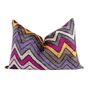 Canvello Handmade Purple & Gray Chervon Decorative Pillow Cover & Premium Down Feather Insert