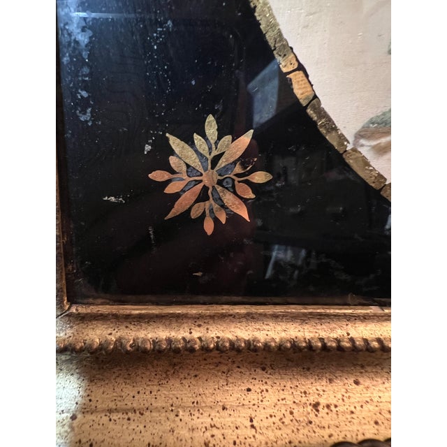 Antique Georgian Silk Embroidery Exotic Bird Painting in Verre Eglomise Gilt Frame For Sale - Image 12 of 14