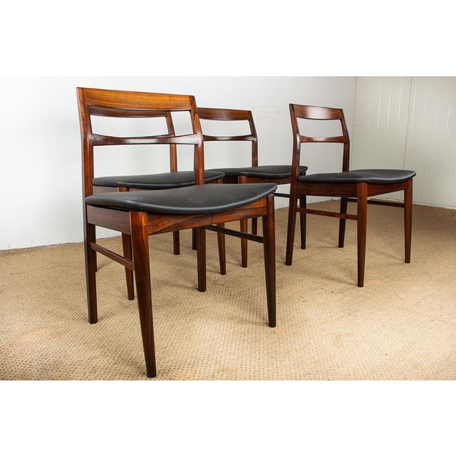 Vintage Danish Chairs in Rosewood and New Skai by Henning Kjaernulf for Vejle Stole, 1960, Set of 4 For Sale - Image 9 of 13