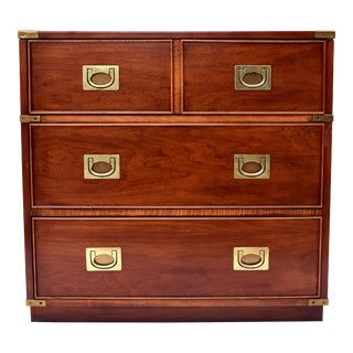 1980's Campaign Style Bachelor Chest of Drawers For Sale