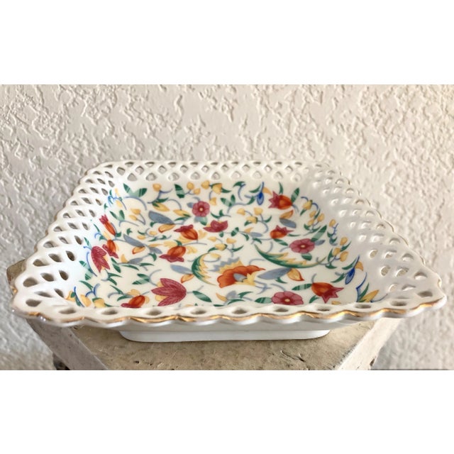Mid 20th-Century Reticulated Floral Chintz Porcelain Vide Poche / Catchall Dish, Germany For Sale - Image 11 of 13