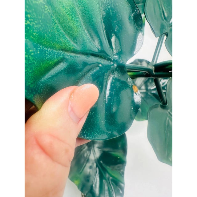 Dark Green Vintage Tole Leaf Stand For Sale - Image 8 of 9