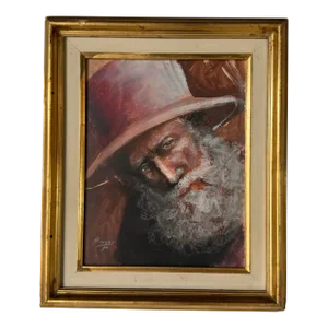 1970's Annerys Oil Pastel Portrait Painting, Framed
