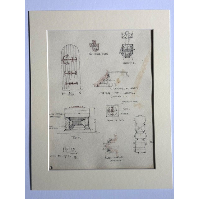 Realism Antique 1920s Walter Church Drawing in 11x14 Mat - Iffley, Oxfordshire For Sale - Image 3 of 3