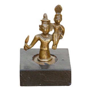 Indian Miniature Bronze Warrior Figure For Sale