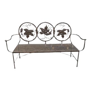 Late 20th Century Heavy Wrought Iron Bench by Maitland Smith For Sale