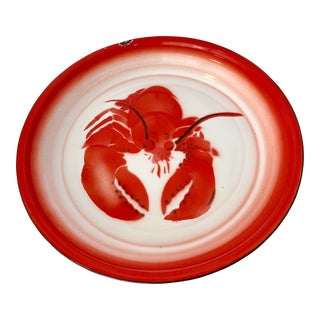 Vintage Enamel Lobster Serving Tray Platter For Sale