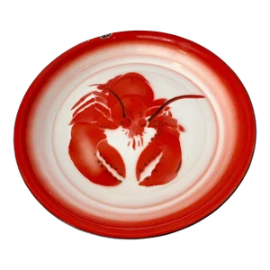 Vintage Enamel Lobster Serving Tray Platter