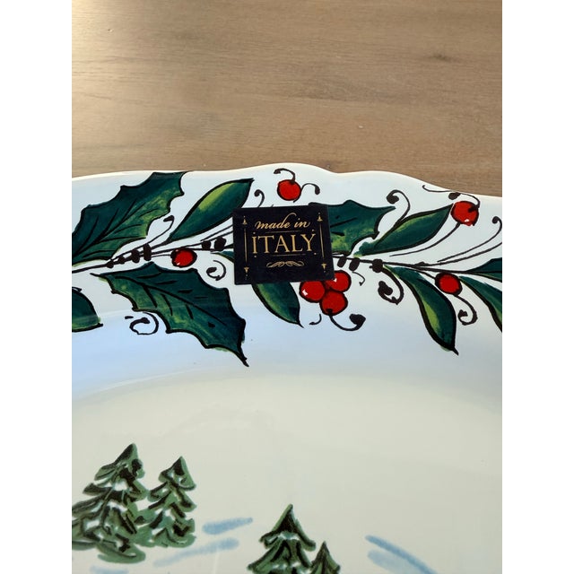 White Italian Winter Scene Platter For Sale - Image 8 of 8
