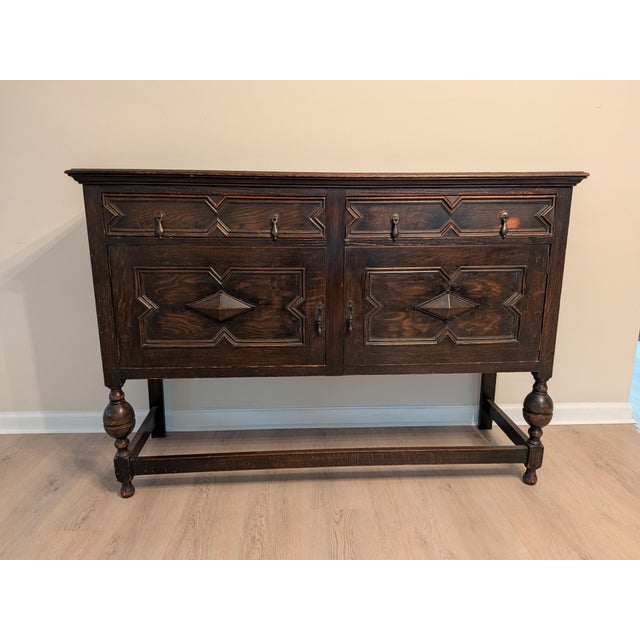 Wood Antique Jacobean Sideboard For Sale - Image 7 of 7