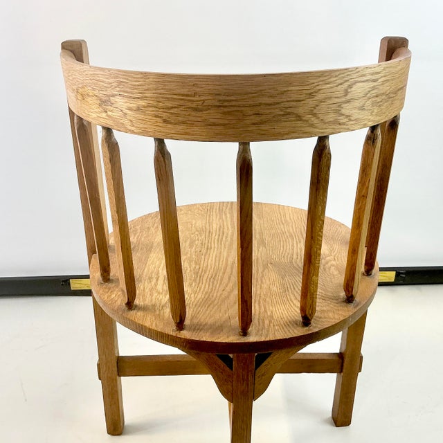 Early 1900s Antique Gustavian Folk Art Rustic European Oak Round Corner Side Chair. For Sale - Image 17 of 18