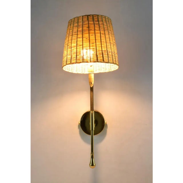 Ancora-W2 Contemporary Polished Brass Wicker Wall Light Sconce Jonathan Amar For Sale - Image 10 of 13