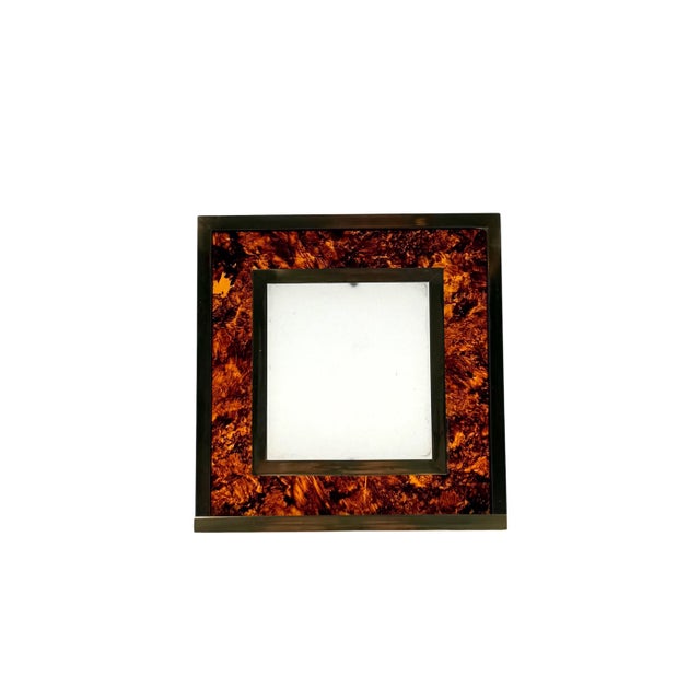 Hollywood Regency Acrylic Glass and Brass Picture Frame, Italy, 1970s For Sale - Image 6 of 12