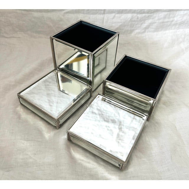 Restoration Hardware Pair of Restoration Hardware Glass Storage Boxes For Sale - Image 4 of 5