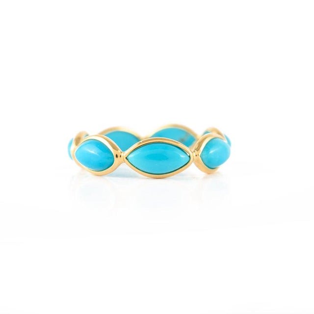 Not Yet Made - Made To Order Marquise Cut Turquoise Eternity Band Size 6.5 For Sale - Image 5 of 9