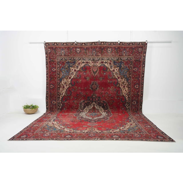 Vintage Persian Hand-Knotted area rug is a semi-antique vintage area rug. The '70s Eastern region of Persia's unique rug...