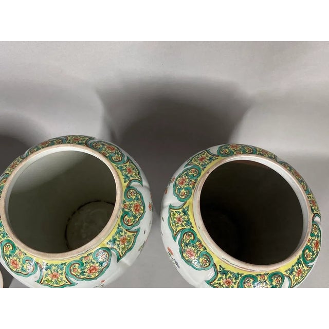 Mid 20th Century Chinese Porcelain Family Verte Vases - a Pair For Sale - Image 6 of 9